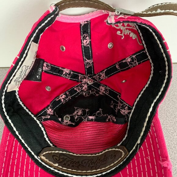 True Religion Pink Distressed Y2K Hat Strapback Cap main image 6